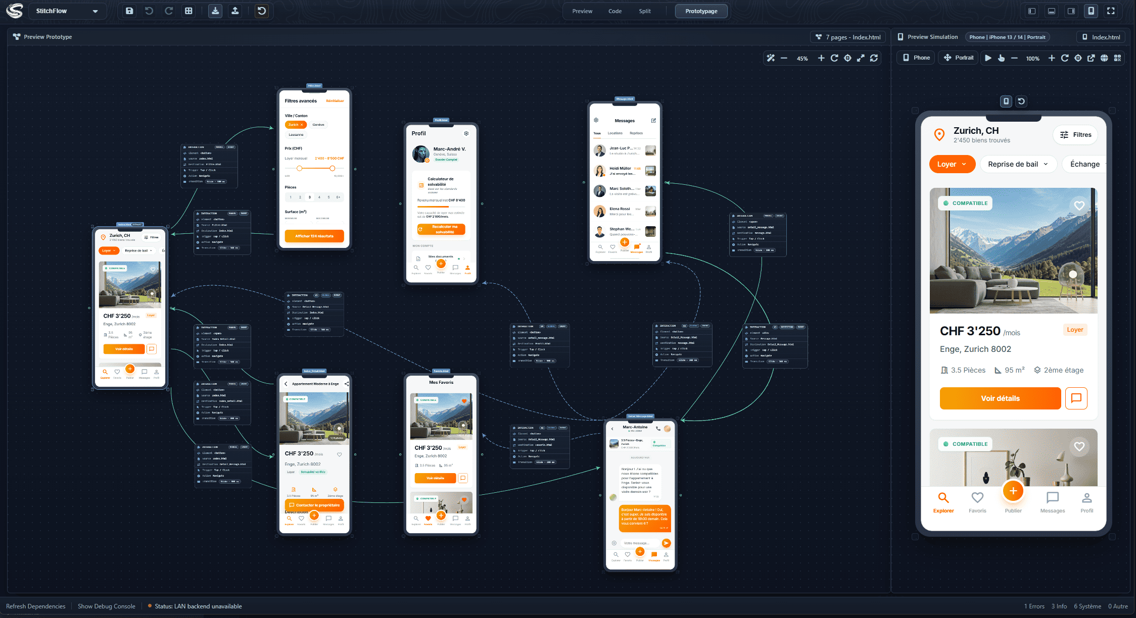 Interface de StitchFlow